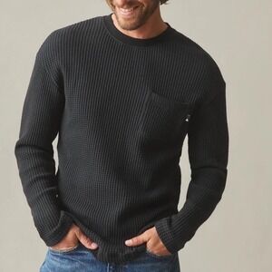 American Giant Men's Waffle Pocket Long Sleeve Black Size L Made In USA